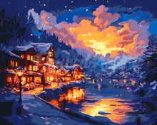 Cargar imagen en el visor de la galería, Pintar por numeros Figured'Art - Pueblo Brillante junto al Lago