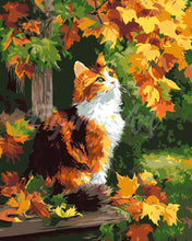 Cargar imagen en el visor de la galería, Pintar por numeros Figured'Art - Gato calicó en otoño