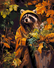 Cargar imagen en el visor de la galería, Pintar por numeros Figured'Art - Mapache con impermeable