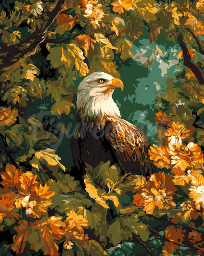 Pintar por numeros Figured'Art - Águila entre hojas doradas