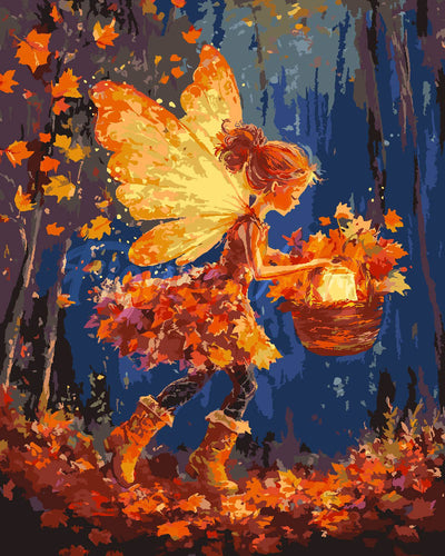 Pintar por numeros Figured'Art - El hada recolectora de hojas