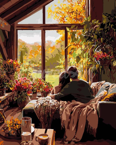 Pintar por numeros Figured'Art - Abrazo matutino de otoño