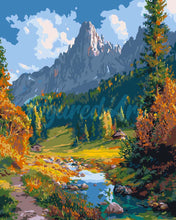 Cargar imagen en el visor de la galería, Pintar por numeros Figured'Art - Arroyo alpino en otoño