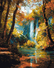 Cargar imagen en el visor de la galería, Pintar por numeros Figured'Art - Cascada de otoño