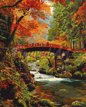 Cargar imagen en el visor de la galería, Pintar por numeros Figured'Art - Puente rojo en Japón en otoño