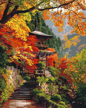 Cargar imagen en el visor de la galería, Pintar por numeros Figured'Art - Pagoda japonesa en otoño