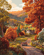 Cargar imagen en el visor de la galería, Pintar por numeros Figured'Art - Camino rural en otoño