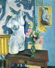 Cargar imagen en el visor de la galería, Pintar por numeros Figured'Art - Torso de yeso con ramo de flores - Matisse