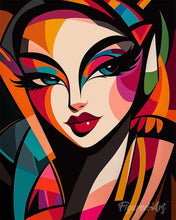 Cargar imagen en el visor de la galería, Pintar por numeros Figured'Art - Dama Abstracta Audaz
