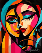 Cargar imagen en el visor de la galería, Pintar por numeros Figured'Art - Dos Damas Abstractas Audaces