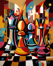 Cargar imagen en el visor de la galería, Pintar por numeros Figured'Art - Tablero de Ajedrez Abstracto Audaz