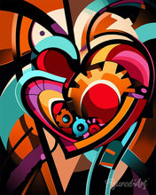 Cargar imagen en el visor de la galería, Pintar por numeros Figured'Art - Engranajes del Corazón Abstractos Audaces
