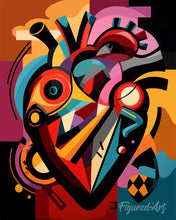 Cargar imagen en el visor de la galería, Pintar por numeros Figured'Art - Corazón Abstracto Audaz