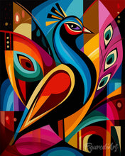 Cargar imagen en el visor de la galería, Pintar por numeros Figured'Art - Pavo Real 2 Abstracto Audaz