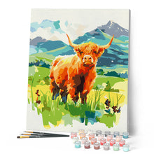 Cargar imagen en el visor de la galería, Highland Cow valle pastel