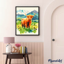 Cargar imagen en el visor de la galería, Highland Cow valle pastel