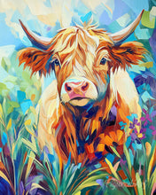 Cargar imagen en el visor de la galería, Pintar por numeros Figured'Art - Highland Cow en flor