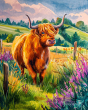 Cargar imagen en el visor de la galería, Pintar por numeros Figured'Art - Highland Cow campo