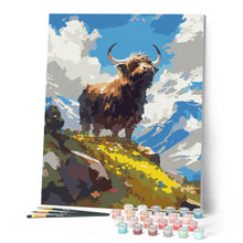 Cargar imagen en el visor de la galería, Highland Cow vista alpina
