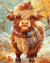 Cargar imagen en el visor de la galería, Pintar por numeros Figured'Art - Highland Cow encanto otoñal