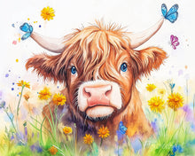 Cargar imagen en el visor de la galería, Pintar por numeros Figured'Art - Retrato primaveral Highland Cow