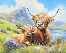 Cargar imagen en el visor de la galería, Pintar por numeros Figured'Art - Highland Cow con ternero