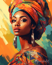 Cargar imagen en el visor de la galería, Pintar por numeros Figured'Art - Mujer con pañuelo colorido