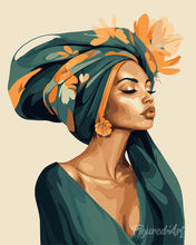 Cargar imagen en el visor de la galería, Pintar por numeros Figured'Art - Mujer con pañuelo floral