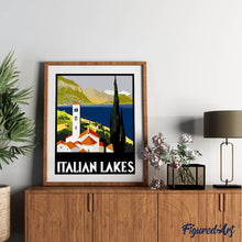 Cargar imagen en el visor de la galería, Póster vintage de los lagos italianos