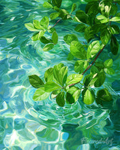Cargar imagen en el visor de la galería, Pintar por numeros Figured'Art - Hojas sobre agua cristalina