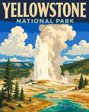 Cargar imagen en el visor de la galería, Pintar por numeros Figured'Art - Parque Nacional de Yellowstone, Old Faithful - Wyoming