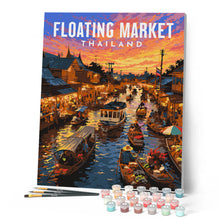 Cargar imagen en el visor de la galería, Póster de viaje Mercado flotante