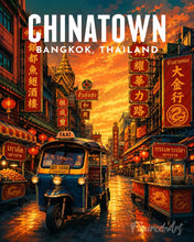 Cargar imagen en el visor de la galería, Pintar por numeros Figured'Art - Póster de viaje Bangkok, Calle de Chinatown