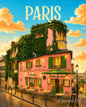 Cargar imagen en el visor de la galería, Pintar por numeros Figured'Art - Póster de viaje Brillo de Montmartre