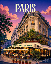 Cargar imagen en el visor de la galería, Pintar por numeros Figured'Art - Póster de viaje Café de Flore