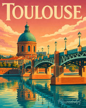 Cargar imagen en el visor de la galería, Pintar por numeros Figured'Art - Póster de viaje Puente del canal de Toulouse