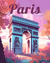 Cargar imagen en el visor de la galería, Pintar por numeros Figured'Art - Póster de viaje Arco del Triunfo de París