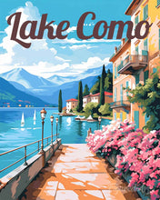 Cargar imagen en el visor de la galería, Pintar por numeros Figured'Art - Póster de viaje Paseo del Lago de Como