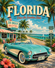 Cargar imagen en el visor de la galería, Pintar por numeros Figured'Art - Póster vintage de Florida - Drive the Sunshine State