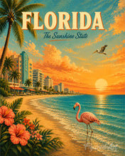 Cargar imagen en el visor de la galería, Pintar por numeros Figured'Art - Póster vintage de Florida - The Sunshine State