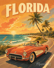 Cargar imagen en el visor de la galería, Pintar por numeros Figured'Art - Póster vintage de Florida