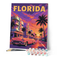 Cargar imagen en el visor de la galería, Póster vintage del cielo violeta de Florida