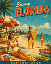 Cargar imagen en el visor de la galería, Pintar por numeros Figured'Art - Póster vintage de la Florida soleada
