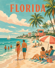 Cargar imagen en el visor de la galería, Pintar por numeros Figured'Art - Póster vintage de la costa de Florida