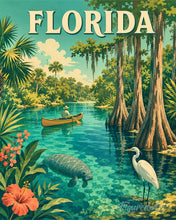 Cargar imagen en el visor de la galería, Pintar por numeros Figured'Art - Póster vintage de la fauna de Florida