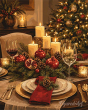 Cargar imagen en el visor de la galería, Pintar por numeros Figured'Art - Elegante mesa de Navidad