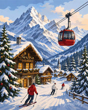 Cargar imagen en el visor de la galería, Pintar por numeros Figured'Art - Vacaciones de invierno en los Alpes