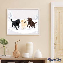 Cargar imagen en el visor de la galería, Perros jugando en invierno