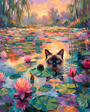 Cargar imagen en el visor de la galería, Pintar por numeros Figured'Art - Gato entre lirios 1