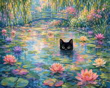 Cargar imagen en el visor de la galería, Pintar por numeros Figured'Art - Gato negro entre lirios